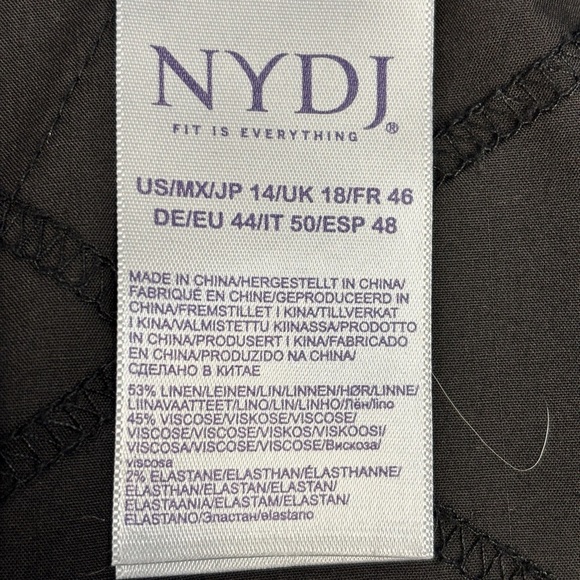 NYDJ Marilyn Trouser Black Stretch Linen Blend Pants 14 - Picture 6 of 12